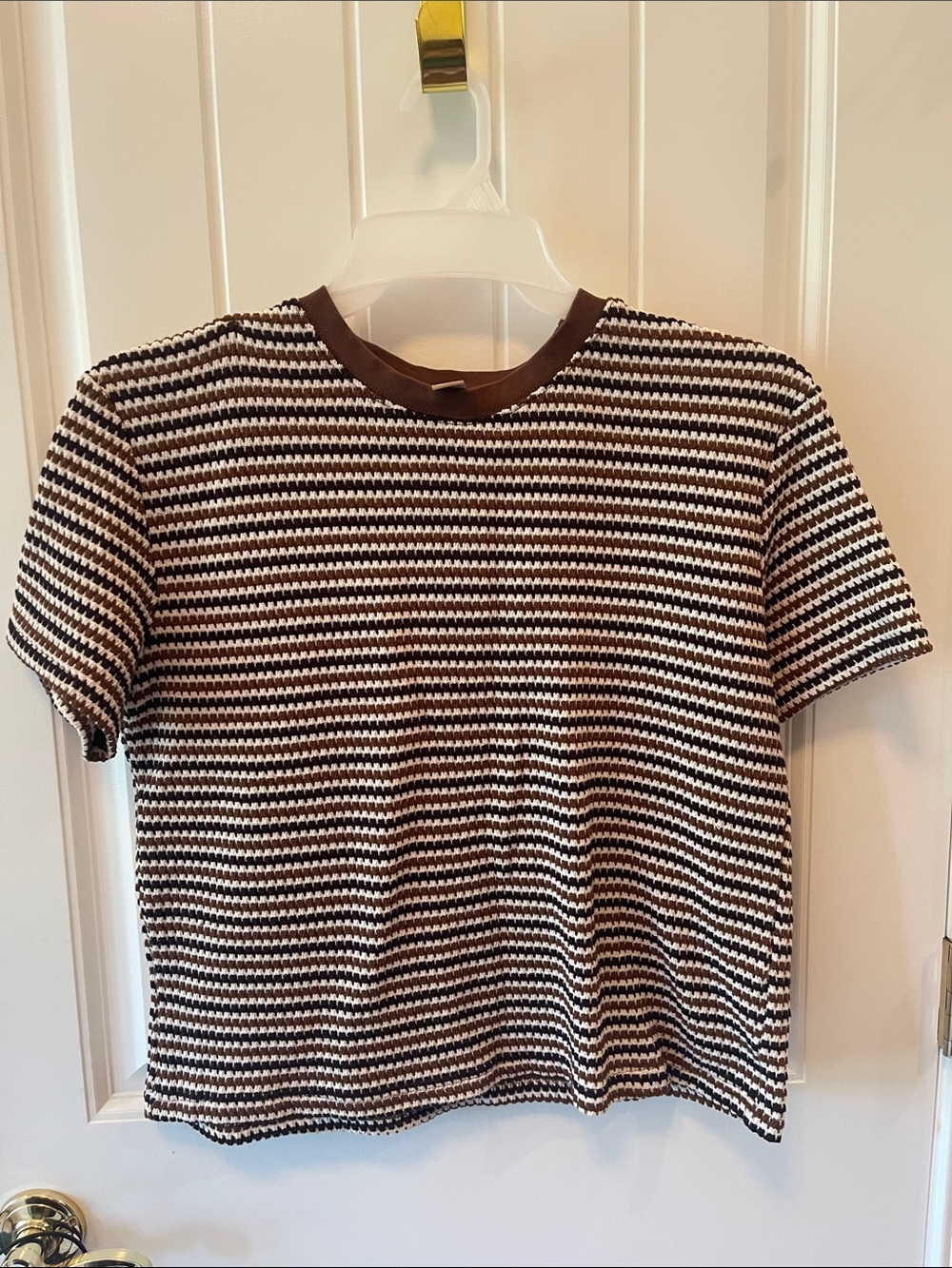 Dazy-Lessa Brown & Cream Striped Knit Top